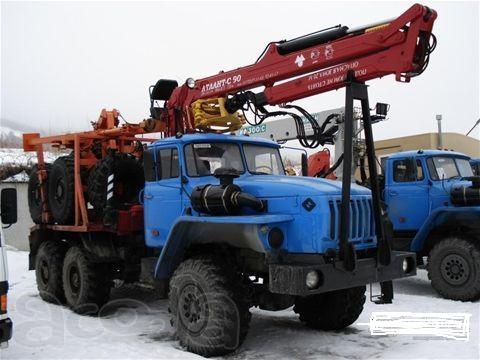Лесовозный автопоезд Урал с кму с прицепом